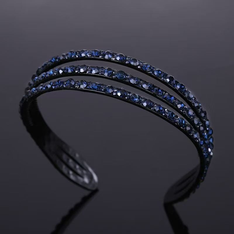 Лента за глава с кристали, широк дизайн за лице — дамска лента за глава, стил принцеса, пролет 2025