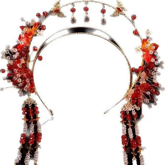 Лента за глава с цвете – ръчно изработено стъкло/глазура, универсален стил, за жени