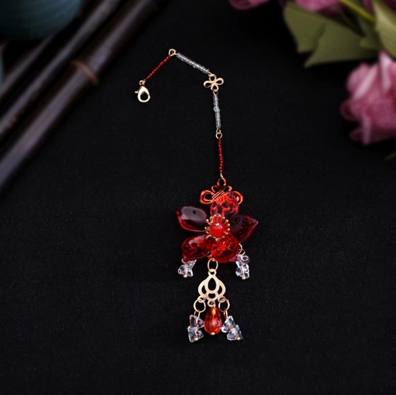 Лента за глава с цвете – ръчно изработено стъкло/глазура, универсален стил, за жени