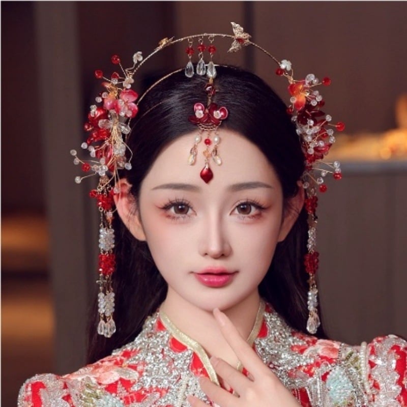 Лента за глава с цвете – ръчно изработено стъкло/глазура, универсален стил, за жени