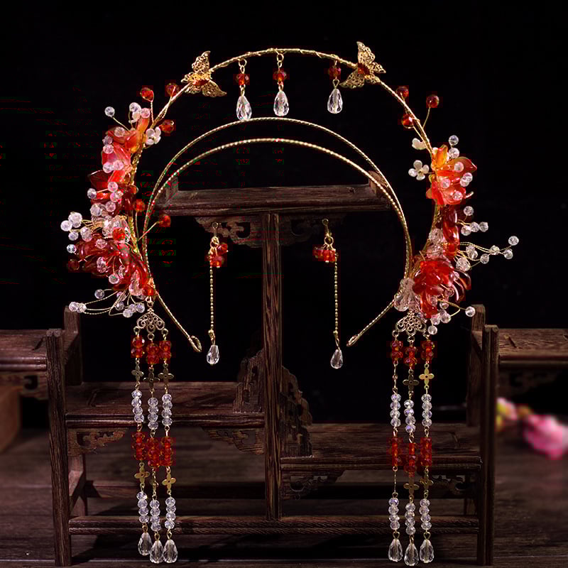 Лента за глава с цвете – ръчно изработено стъкло/глазура, универсален стил, за жени