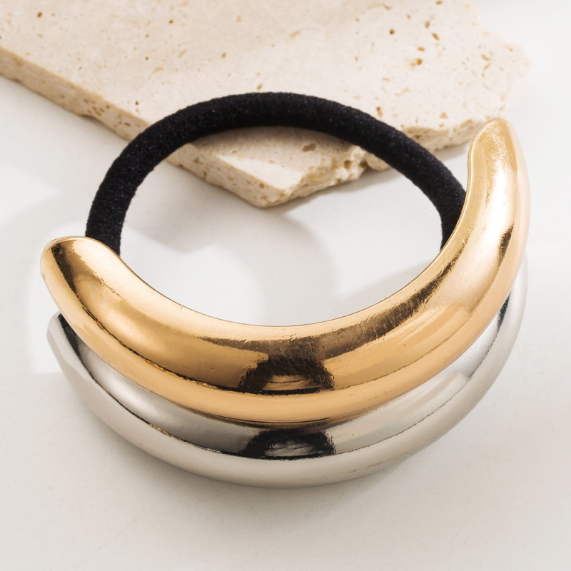 Μεταλλικό ελαστικό δαχτυλίδι μαλλιών για ουρά με διαμάντια, ηλεκτροπλατίωση, καλοκαίρι 2024, κωδ. FQ62