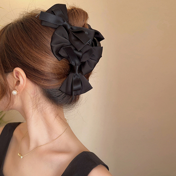 Κλιπ μαλλιών Gripper με διπλής όψεως φιόγκο (χειροποίητο; πλαστικό; Gripper; κορεατικό στυλ)