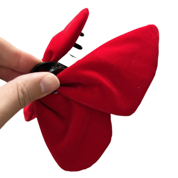 Βελούδινο κλιπ μαλλιών σε σχήμα πεταλούδας, χειροποίητο, κλιπ τύπου καρχαρία