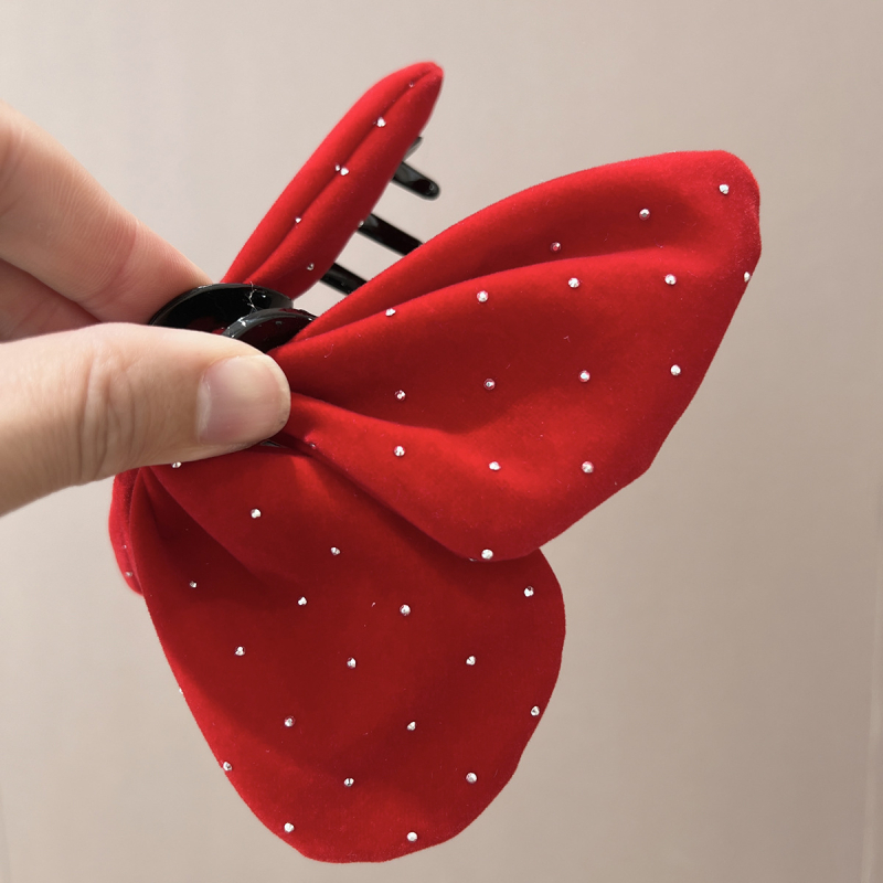 Baršunasti klips za kosu u obliku leptira, ručna izrada, klip tip morski pas