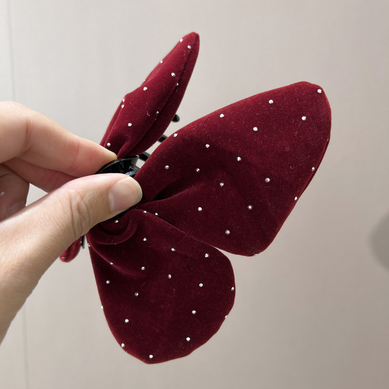 Baršunasti klips za kosu u obliku leptira, ručna izrada, klip tip morski pas