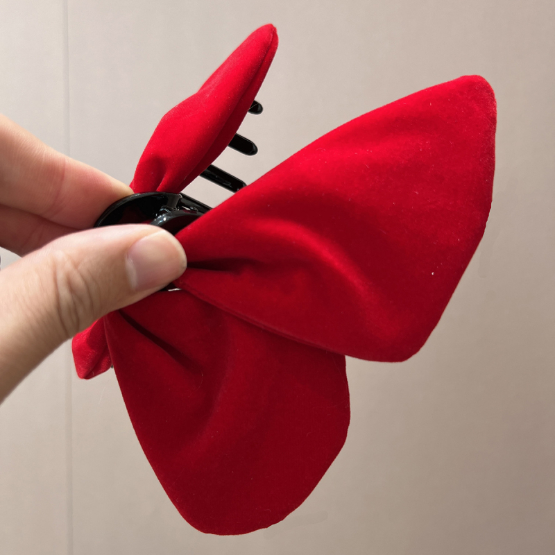 Baršunasti klips za kosu u obliku leptira, ručna izrada, klip tip morski pas