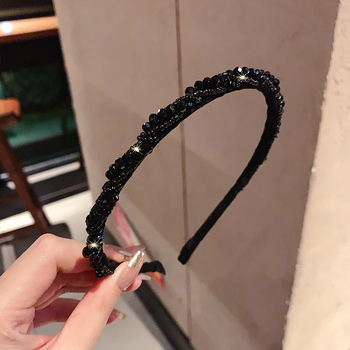 Лента за глава с кристална украса — Хепбърн ретро стил, детска мода в корейско-японски стил, пролет 2025 (Материал: кристал; Стил: деца, корейско и японско; Година/сезон: пролет 2025; Аксесоар за коса)