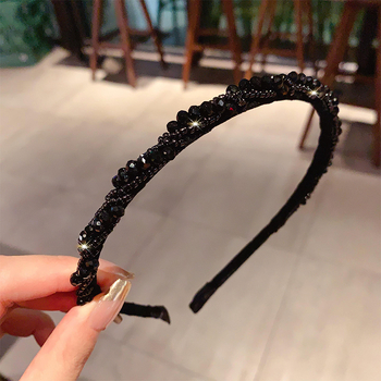 Лента за глава с кристална украса — Хепбърн ретро стил, детска мода в корейско-японски стил, пролет 2025 (Материал: кристал; Стил: деца, корейско и японско; Година/сезон: пролет 2025; Аксесоар за коса)