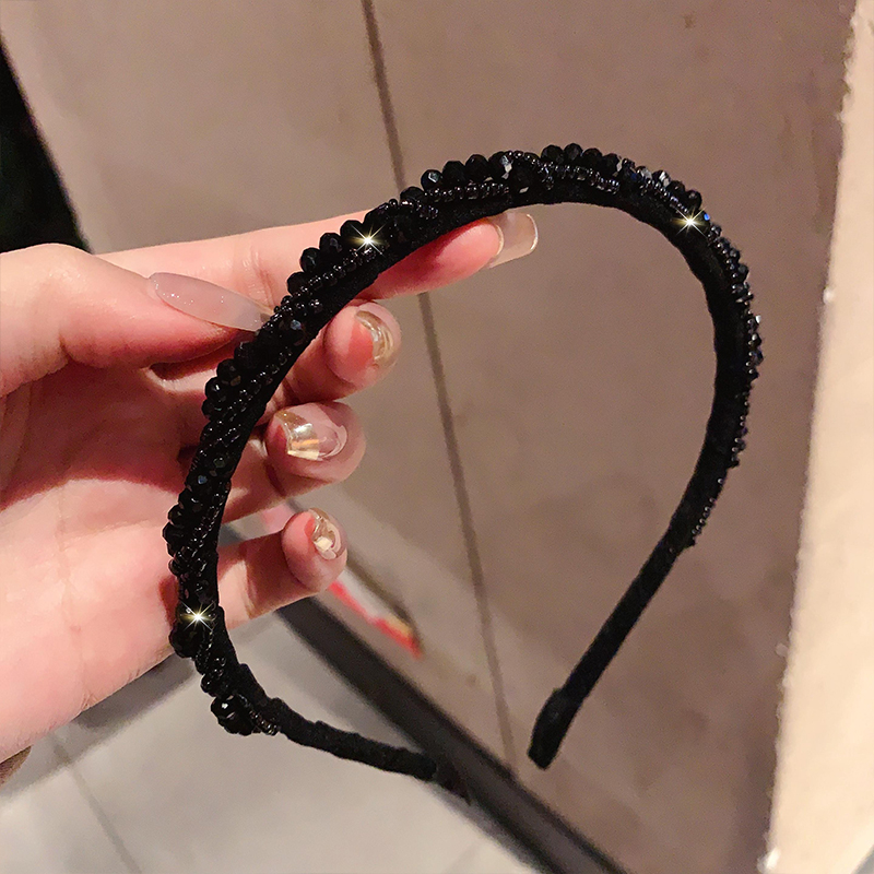 Лента за глава с кристална украса — Хепбърн ретро стил, детска мода в корейско-японски стил, пролет 2025 (Материал: кристал; Стил: деца, корейско и японско; Година/сезон: пролет 2025; Аксесоар за коса)