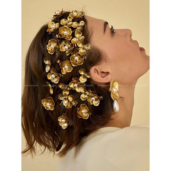 Κλιπ μαλλιών με λουλούδι από μαργαριτάρια για παιδιά – αξεσουάρ κεφαλής, Άνοιξη 2025