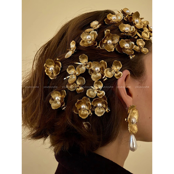 Κλιπ μαλλιών με λουλούδι από μαργαριτάρια για παιδιά – αξεσουάρ κεφαλής, Άνοιξη 2025