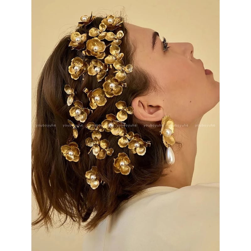 Κλιπ μαλλιών με λουλούδι από μαργαριτάρια για παιδιά – αξεσουάρ κεφαλής, Άνοιξη 2025