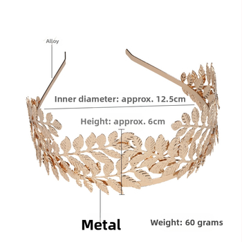 Χειροποίητος μεταλλικός κεφαλόδεσμος για γυναίκες με φύλλα σε vintage Μπαρόκ στυλ και πολλαπλά φύλλα στέμμα