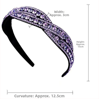 Κορδέλα μαλλιών με στρας, διαμαντενια επεξεργασία, ευρεία άκρη, κορεατικό στυλ, στυλ πριγκίπισσας, πέτρες μη εμφυτευμένες