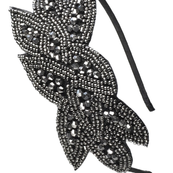 Κορδέλα μαλλιών με χάντρες σε μοτίβο φύλλου και στρας, από πλαστικό/ρητίνη, γυναικεία μινιμαλιστική εμφάνιση, καρό σχέδιο, κυκλοφορία άνοιξη 2024