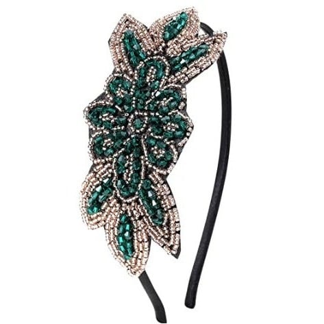 Κορδέλα μαλλιών με χάντρες σε μοτίβο φύλλου και στρας, από πλαστικό/ρητίνη, γυναικεία μινιμαλιστική εμφάνιση, καρό σχέδιο, κυκλοφορία άνοιξη 2024