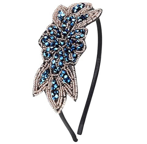 Κορδέλα μαλλιών με χάντρες σε μοτίβο φύλλου και στρας, από πλαστικό/ρητίνη, γυναικεία μινιμαλιστική εμφάνιση, καρό σχέδιο, κυκλοφορία άνοιξη 2024