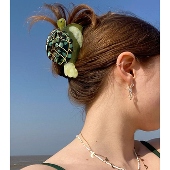 Perfia – χειροποίητο κλιπ μαλλιών με οξικό οξύ, μοτίβ χελώνας, γυναικείος Cartoon στυλ, Gripper, φρέσκο και γλυκό στυλ, άνοιξη 2025