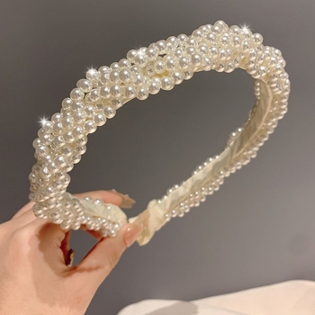 Ρετρό κορδέλα για το κεφάλι με χάντρες, χειροποίητο, τεχνητά μαργαριτάρια, δροσερό και γλυκό στυλ, για γυναίκες