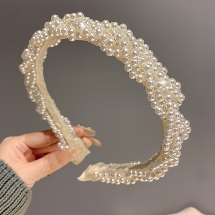 Bandă pentru cap cu mărgele, realizată manual, perle artificiale, stil proaspăt și dulce, pentru femei