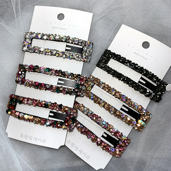 Κλιπ μαλλιών με κρύσταλλα σε τετράγωνο κενό – Κορεατικό στυλ; Υλικό: Διαμάντι/Κρύσταλλο/Κράμα μετάλλων; Τύπος κρυστάλλου: Κρύσταλλο; Διαδικασία επεξεργασίας: Διαμαντική/χειροποίητη; Τύπος κλιπ: Πλευρικό κλιπ