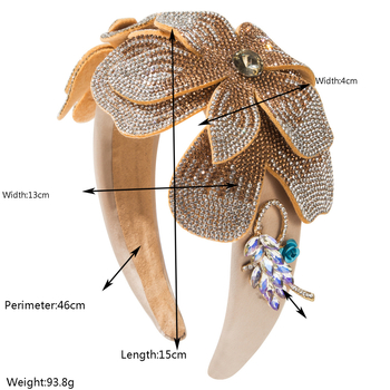 Κορδέλα μαλλιών με δύο λουλούδια σε μπαρόκ βίντατζ σχέδιο, διακοσμημένη με διαμάντια, γυάλινα κρύσταλλα FG247