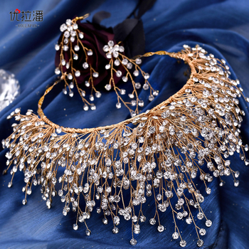 Булчинска корона‑тиара, комплект от три части, метална сплав, диамантено покритие и кристали