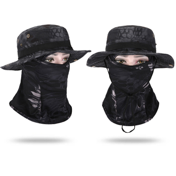 Καμουφλαρισμένο καπέλο μπούνι με κυκλικό γείσο, βαμβάκι-πολυεστέρας, unisex, σχέδιο με πλέγμα, για εξωτερικούς χώρους