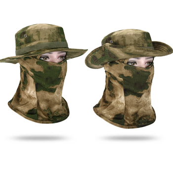 Καμουφλαρισμένο καπέλο μπούνι με κυκλικό γείσο, βαμβάκι-πολυεστέρας, unisex, σχέδιο με πλέγμα, για εξωτερικούς χώρους