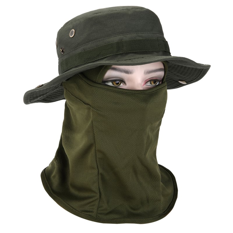 Καμουφλαρισμένο καπέλο μπούνι με κυκλικό γείσο, βαμβάκι-πολυεστέρας, unisex, σχέδιο με πλέγμα, για εξωτερικούς χώρους