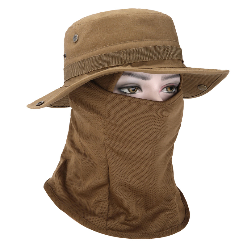 Καμουφλαρισμένο καπέλο μπούνι με κυκλικό γείσο, βαμβάκι-πολυεστέρας, unisex, σχέδιο με πλέγμα, για εξωτερικούς χώρους