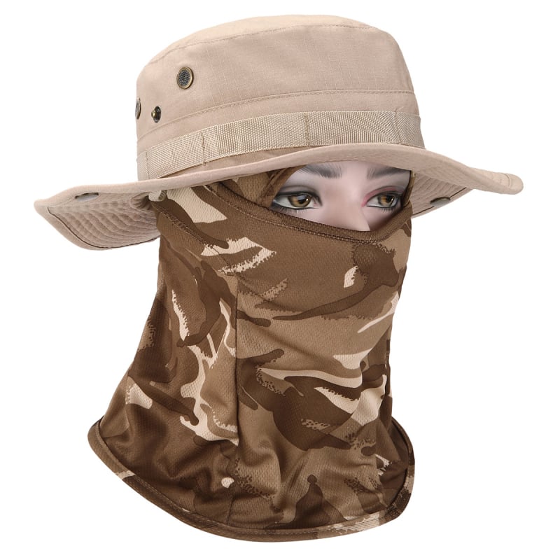 Καμουφλαρισμένο καπέλο μπούνι με κυκλικό γείσο, βαμβάκι-πολυεστέρας, unisex, σχέδιο με πλέγμα, για εξωτερικούς χώρους