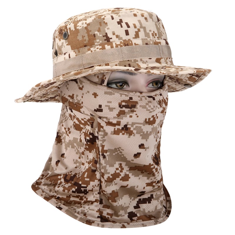 Καμουφλαρισμένο καπέλο μπούνι με κυκλικό γείσο, βαμβάκι-πολυεστέρας, unisex, σχέδιο με πλέγμα, για εξωτερικούς χώρους