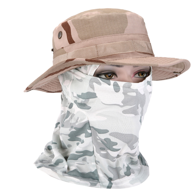 Καμουφλαρισμένο καπέλο μπούνι με κυκλικό γείσο, βαμβάκι-πολυεστέρας, unisex, σχέδιο με πλέγμα, για εξωτερικούς χώρους