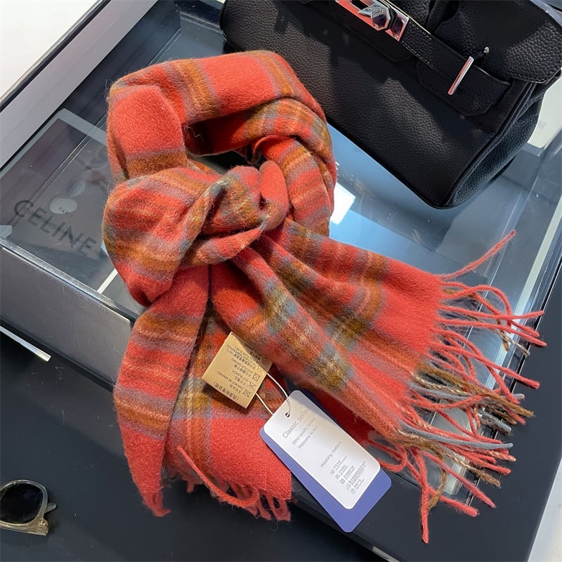 Šal od 100% vune s kariranim uzorkom — unisex, zima, minimalistički