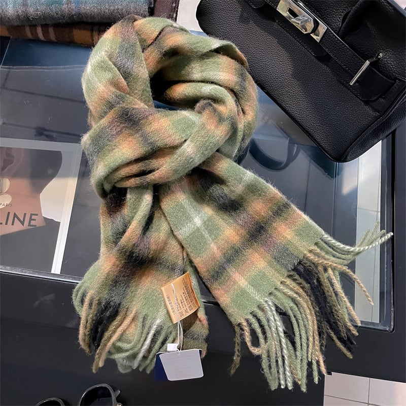 Šal od 100% vune s kariranim uzorkom — unisex, zima, minimalistički