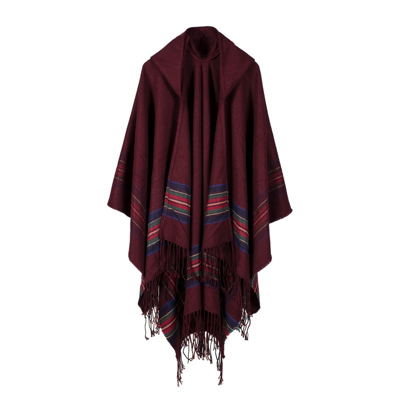 Šal s kapuljačom od imitacijskog kašmira, jacquard tkanje, geometrijski uzorak, topao za zimu, proljeće i jesen