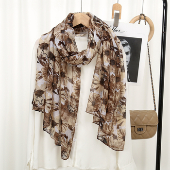 Šal s Bali pređe s floralnim uzorkom, za žene (warp knitting; topao; zaštita od sunca; četiri sezone; 100% poliester)