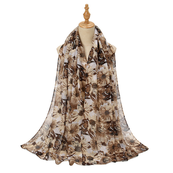 Šal s Bali pređe s floralnim uzorkom, za žene (warp knitting; topao; zaštita od sunca; četiri sezone; 100% poliester)