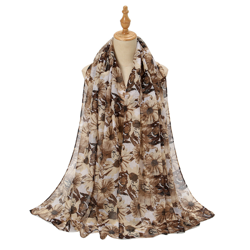 Šal s Bali pređe s floralnim uzorkom, za žene (warp knitting; topao; zaštita od sunca; četiri sezone; 100% poliester)