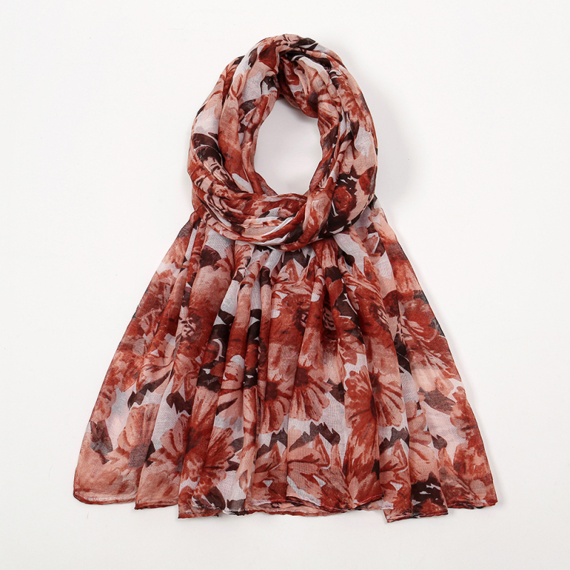 Šal s Bali pređe s floralnim uzorkom, za žene (warp knitting; topao; zaštita od sunca; četiri sezone; 100% poliester)