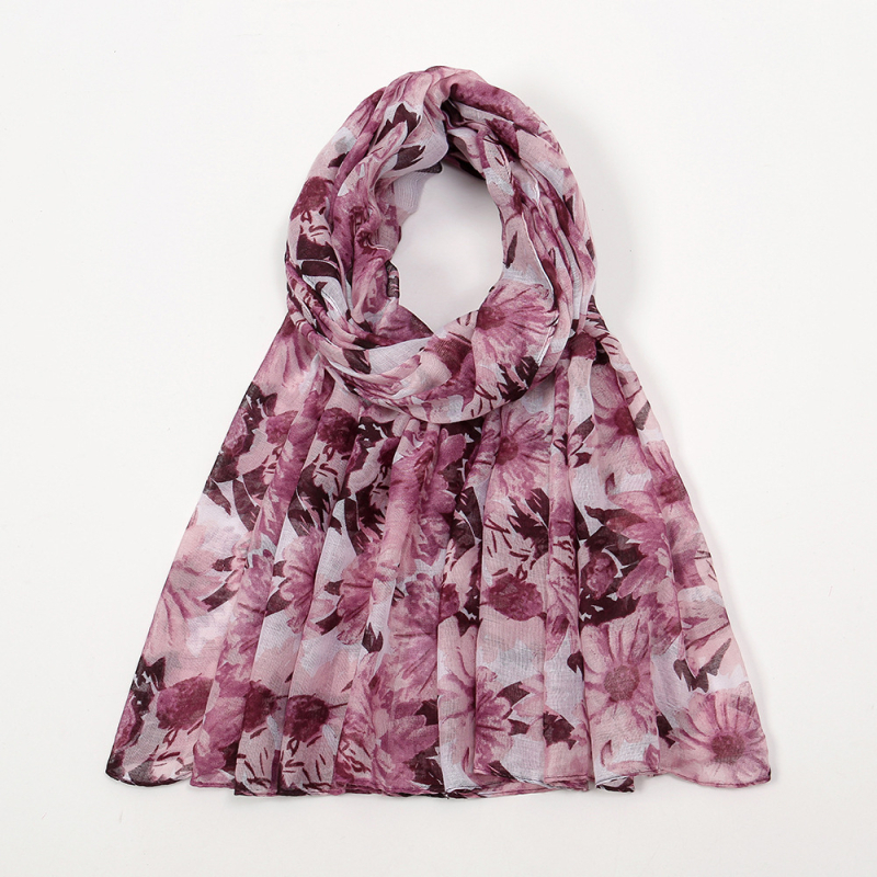 Šal s Bali pređe s floralnim uzorkom, za žene (warp knitting; topao; zaštita od sunca; četiri sezone; 100% poliester)