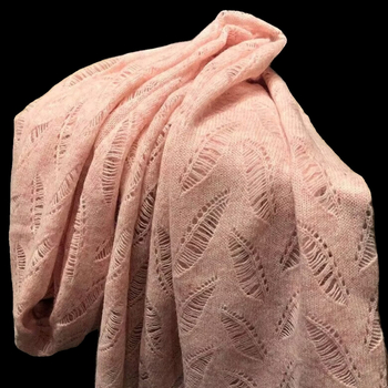 Jinghuo pastoral ζακάρ πλεκτό κασμίρι φουλάρι και μεγάλο σάλι, διπλής χρήσης, διάτρητο μοτίβο με φτερά και φύλλα, κατάλληλο για την άνοιξη, καταχωρημένο το καλοκαίρι 2021