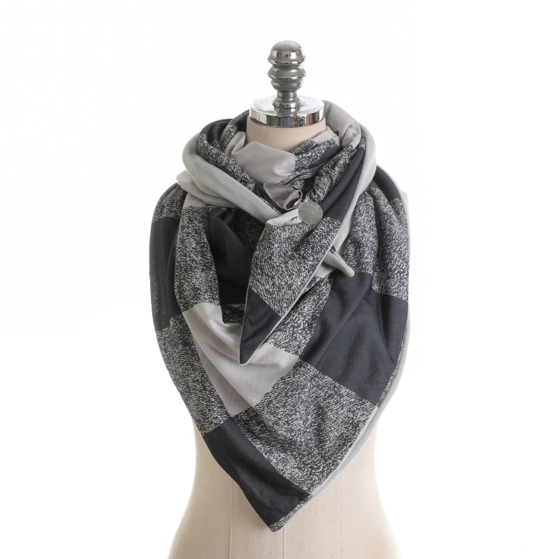 Saly Baby Prilagodljivi šal s gumbima, karirani uzorak, trokuti oblik, akrilna/lažna vuna, warp pletenje, topao, zima/jesen