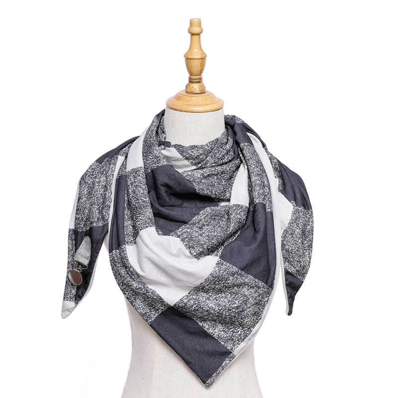 Saly Baby Prilagodljivi šal s gumbima, karirani uzorak, trokuti oblik, akrilna/lažna vuna, warp pletenje, topao, zima/jesen