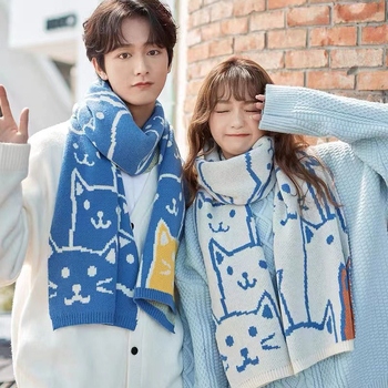 Koreai stílusú női sál, meleg téli kötött sál, warp knitting szövés, poliészter anyag, poliészter tartalom 61–70%