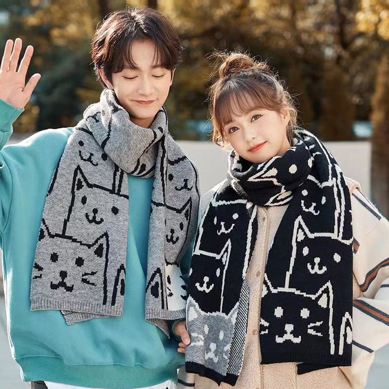 Koreai stílusú női sál, meleg téli kötött sál, warp knitting szövés, poliészter anyag, poliészter tartalom 61–70%