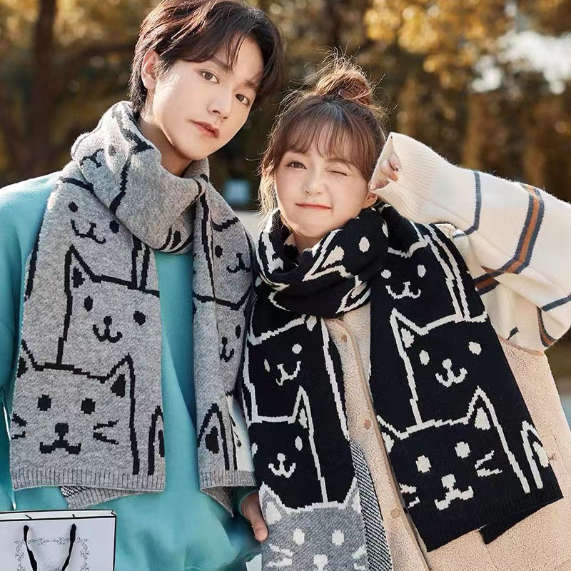 Koreai stílusú női sál, meleg téli kötött sál, warp knitting szövés, poliészter anyag, poliészter tartalom 61–70%