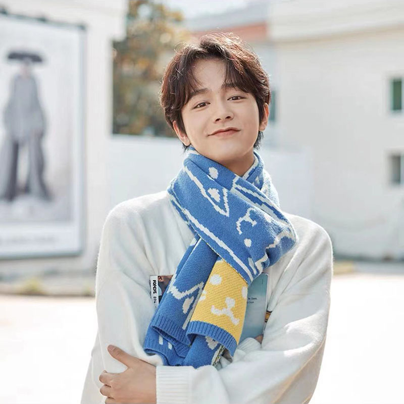 Koreai stílusú női sál, meleg téli kötött sál, warp knitting szövés, poliészter anyag, poliészter tartalom 61–70%